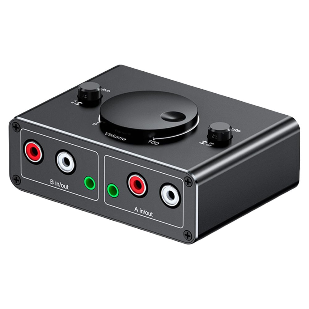 2 in 1 Out 3.5mm Auditory Switcher Box Bidirectional Music Box Switcher with Mute Button and Sound Control