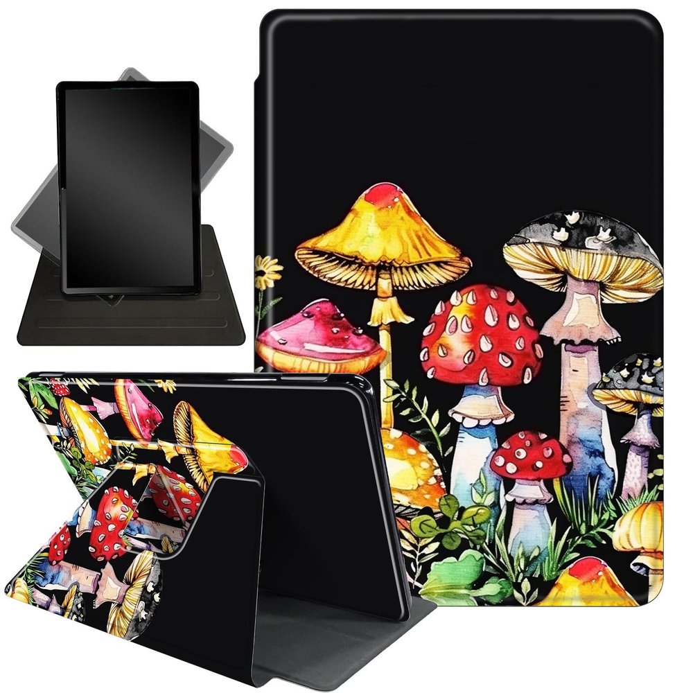 Case for 6.8" Kindle Paperwhite 11th Gen 2021,360 Degree Rotating Stand Smart Protective Cover Case for Kindle Paperwhite 2021 E-Reader,Colorful Mushroom