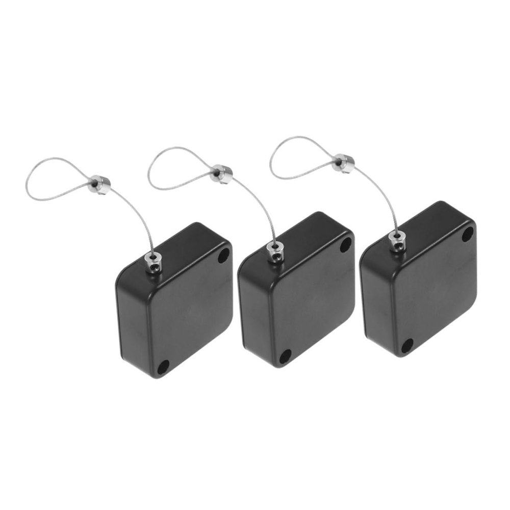HOMSFOU 3pcs Retractable Cable Lock Cable Tether Lock for Lanyard Cords Theft Wire Box Automatic Retraction Feature