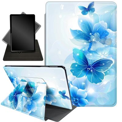 Case for 6.8" Kindle Paperwhite 11th Gen 2021,360 Degree Rotating Stand Smart Protective Cover Case for Kindle Paperwhite 2021 E-Reader,Blue Butterfliy Flowers