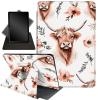 Case for All New 6 Inch Kindle 2024 and 2022 (11 Generation),360 Degree Rotating Stand Smart Protective Cover Case for Kindle 11th Generation 2024,Pink Flowers and Cow view 1