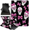 Case for Fire HD 8 Tablet (8th/7th/6th Generation, 2018/2017/2016 Release),360 Degree Rotating Stand Smart Protective Case for Kindle Fire HD 8 8th/7th/6th/5th Generation,Pink Love Heart and Skull view 1
