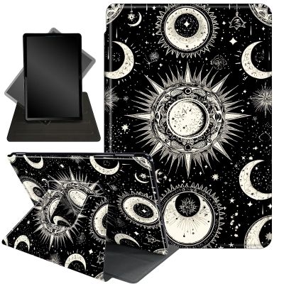Case for 6.8" Kindle Paperwhite 11th Gen 2021,360 Degree Rotating Stand Smart Protective Cover Case for Kindle Paperwhite 2021 E-Reader,Black White Moon Stars