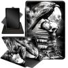 Case for 6.8" Kindle Paperwhite 11th Gen 2021,360 Degree Rotating Stand Smart Protective Cover Case for Kindle Paperwhite 2021 E-Reader,Skull and Crow view 1