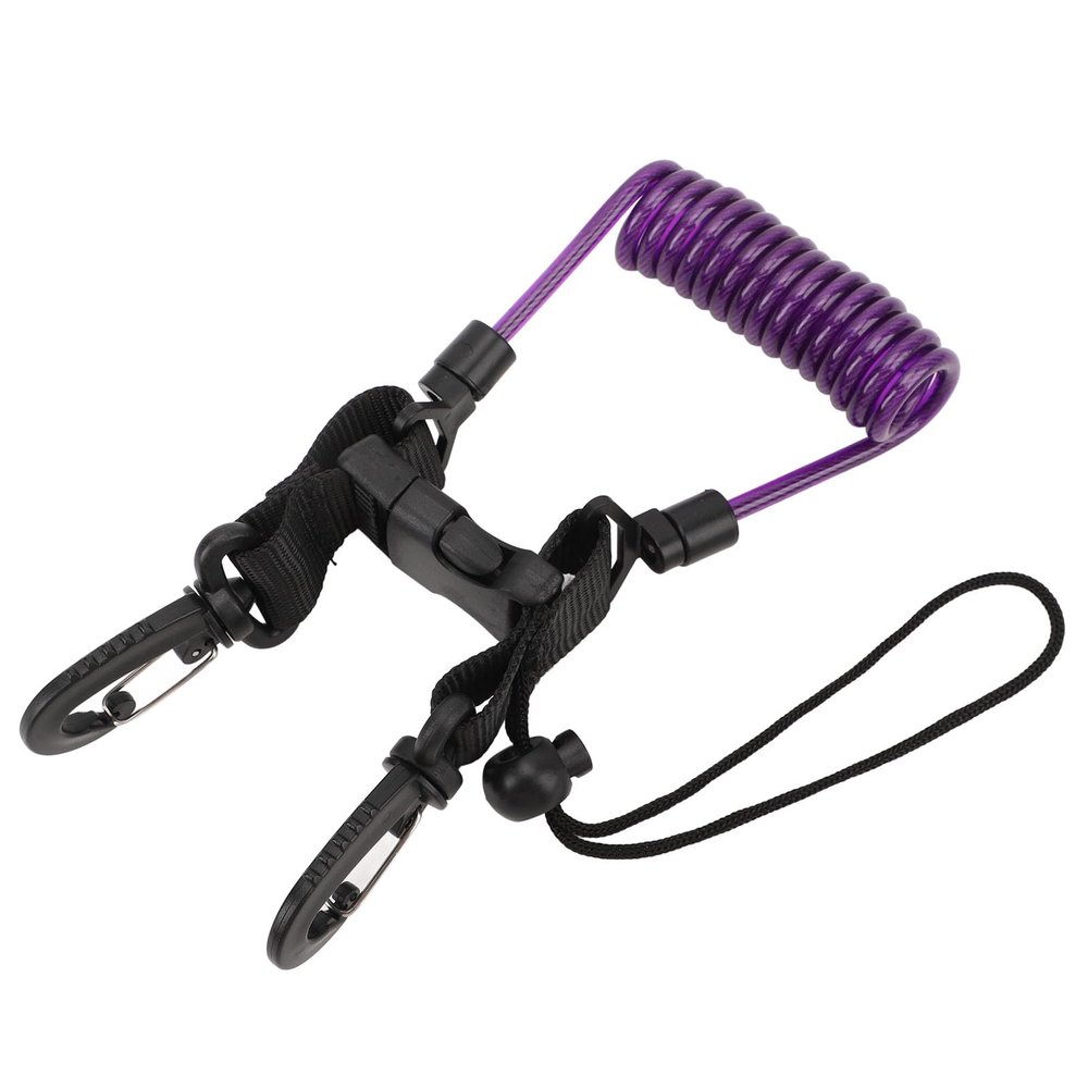 Gavigain Diving Camera Lanyard Coiled Stainless Steel Wire Spring Quick Release Buckle for Underwater Photography (Violet)