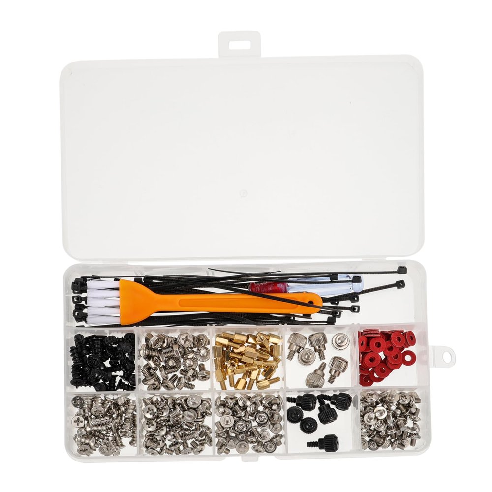 Tofficu Computer Screw Set Standoff Screws Screwdriver Cable Ties and Cleaning Brush for Desktop Case Assembly