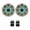 Pair (Qty 2) of Kicker 8" OEM Replacement 300 Watt Peak Multicolor LED Marine Audio Speakers with White Grilles view 1