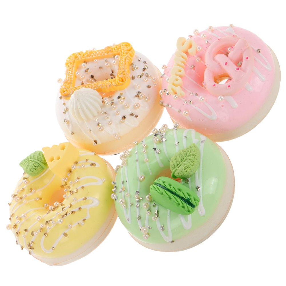 Abaodam 4pcs Realistic Faux Donuts Food Display Props for Baking Photography and Fridge Magnet Use Lifelike Desserts Mixed Colors