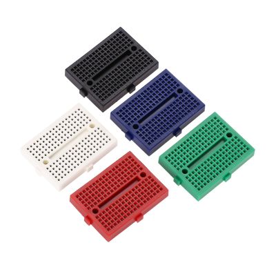 Mini Solderless Prototype Breadboard Kit Durable ABS Plastic Circuit Board with Tight Plug in Contacts for Electronics Projects Black Blue Green White Red 5pcs 170 Holes