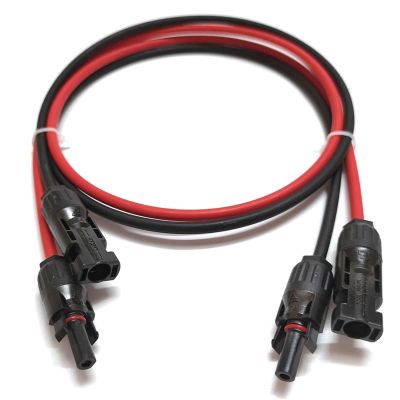 1-20 Meters Black/Red Power Solar Extension Cable 1.5/2.5/4/6mm2/16/14/12/10AWG with PV DC Connector Used in Solar Panel System(30m Black 30m red,10 AWG - 6mm2)