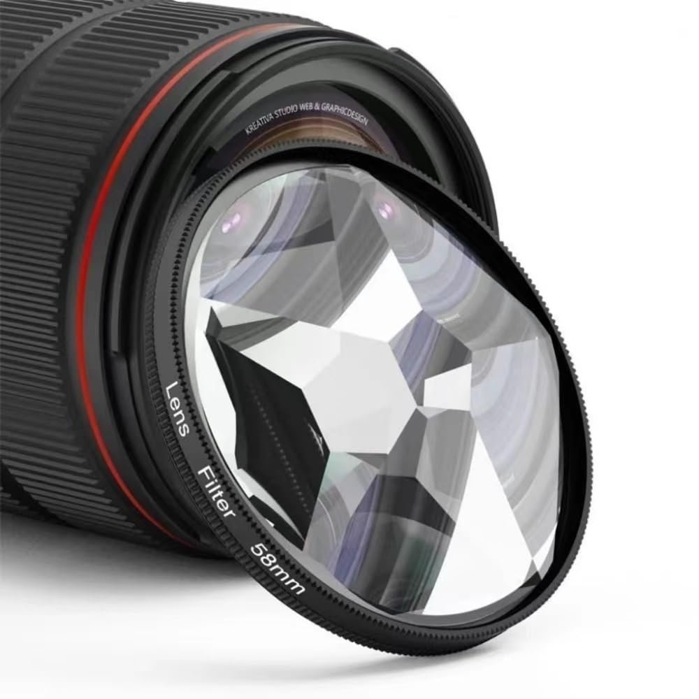 EWAIDI Prism Glass Prism CPL UV Lens Filter, Suitable for SLR Camera Filter Photography(NO Adapter,58mm 9P Half T-Half)