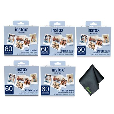 Fujifilm Instax Mini Value Pack Instant Film (300 Exposures) Bundle with Microfiber Cleaning Cloth