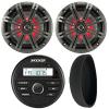 KICKER 46KMC2 Marine Bluetooth All-Weather AM/FM USB/AUX Gauge Style Media Center Receiver W/Black Cover, 2X 6.5 195W Max Power RGB LED Coaxial Speakers, 2X 6.5 Charcoal Grille Speaker view 1