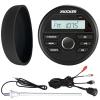 KICKER 46KMC2 Marine Bluetooth All-Weather AM/FM USB/AUX Gauge Style Media Center Receiver W/Black Cover Bundle Combo with USB/AUX 3.5MM Auxiliary Interface Adapter, White Long Range Radio Antenna view 1
