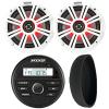 KICKER 46KMC2 Marine Bluetooth All-Weather AM/FM USB/AUX Gauge Style Media Center Receiver W/Black Cover, 2X 6.5 195W Max Power RGB LED Coaxial Speakers, 2X 6.5 White Grille Speaker view 1