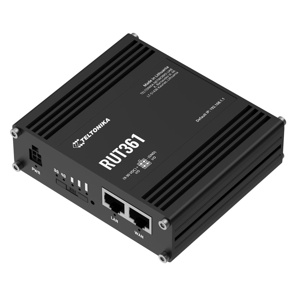 Teltonika RUT361 Industrial 4G LTE Router Compact & Rugged Cellular Wireless Router with Ethernet, WiFi, VPN, RMS Support, Remote Monitoring, and IoT connectivity (RUT361200800)