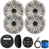 KICKER 46KMC2 Marine Bluetooth All-Weather AM/FM USB/AUX Gauge Style Media Center Receiver W/Black Cover & Remote Controller, 4X 6.5 195W Peak Power Coaxial Speakers W/Grilles, Radio Antenna, Wire view 1