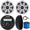 KICKER 46KMC2 Marine Bluetooth All-Weather AM/FM USB/AUX Gauge Style Media Center Receiver W/Black Cover, 2X 6.5 195 Watt Max Power Coaxial Speakers W/White Grille, Radio Antenna, Speaker Wire view 1