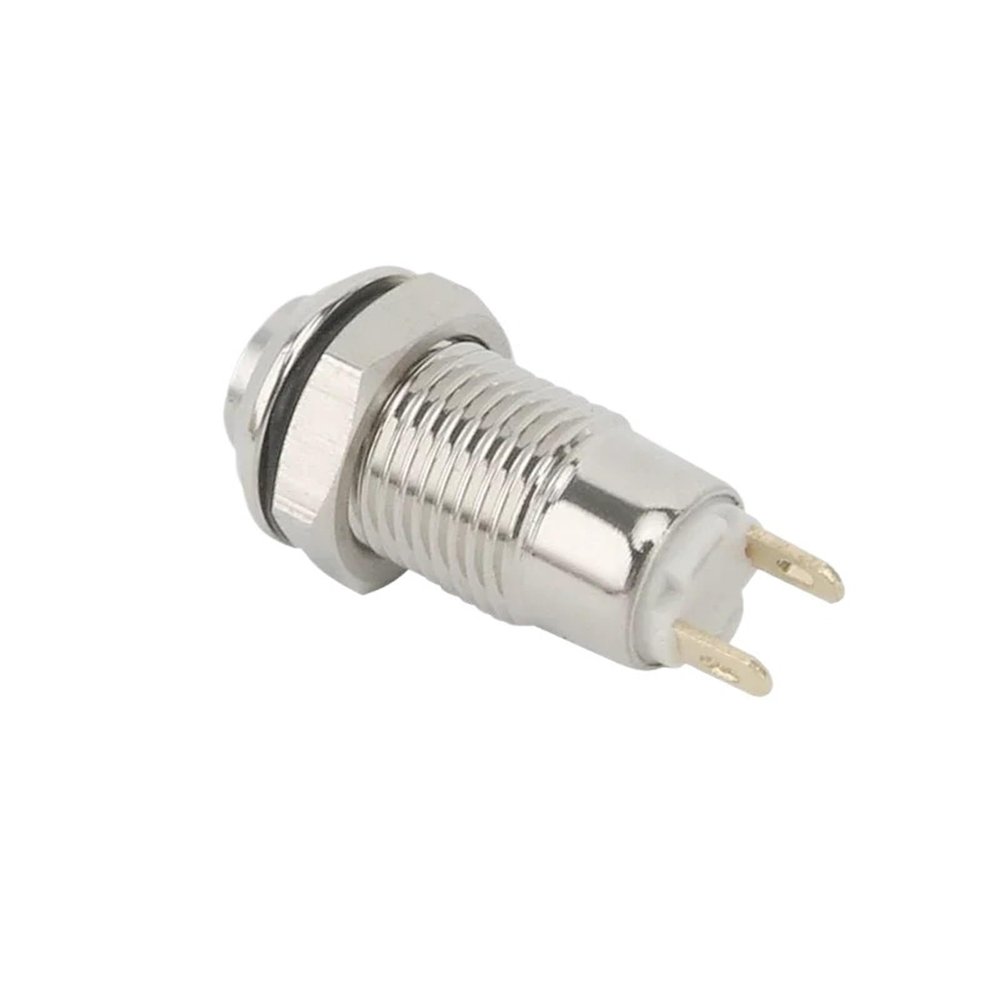 8MM 10MM 12MM 16MM Metal Button Switch Self Lock Button High Head Self Lock Switch 1 Normally Open Waterproof Antirust Momentary self-Reset(No Light,12MM_12-24V)