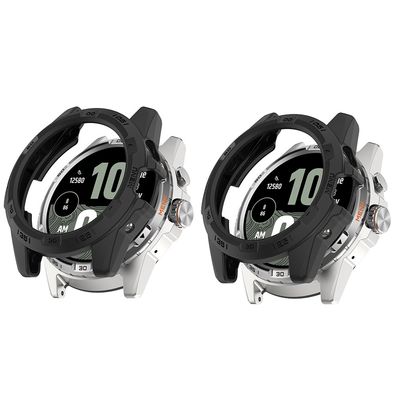 2 Pack Cases for TicWatch Atlas Protective Case, Flexible TPU Screen Protector Case Scratch-Resistant Cover Protective Case (Black/black)