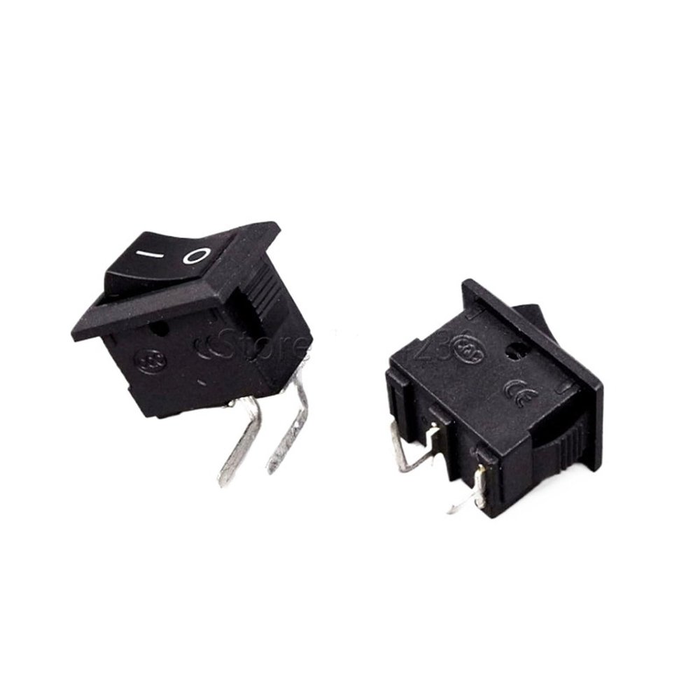 10Pcs 2Pin Curved Needle Black Rocker Switch 3A 250V 6A 125VAC KCD11 2Pin Snap-in On Off Push Button Switch 10 * 15mm Right Bent