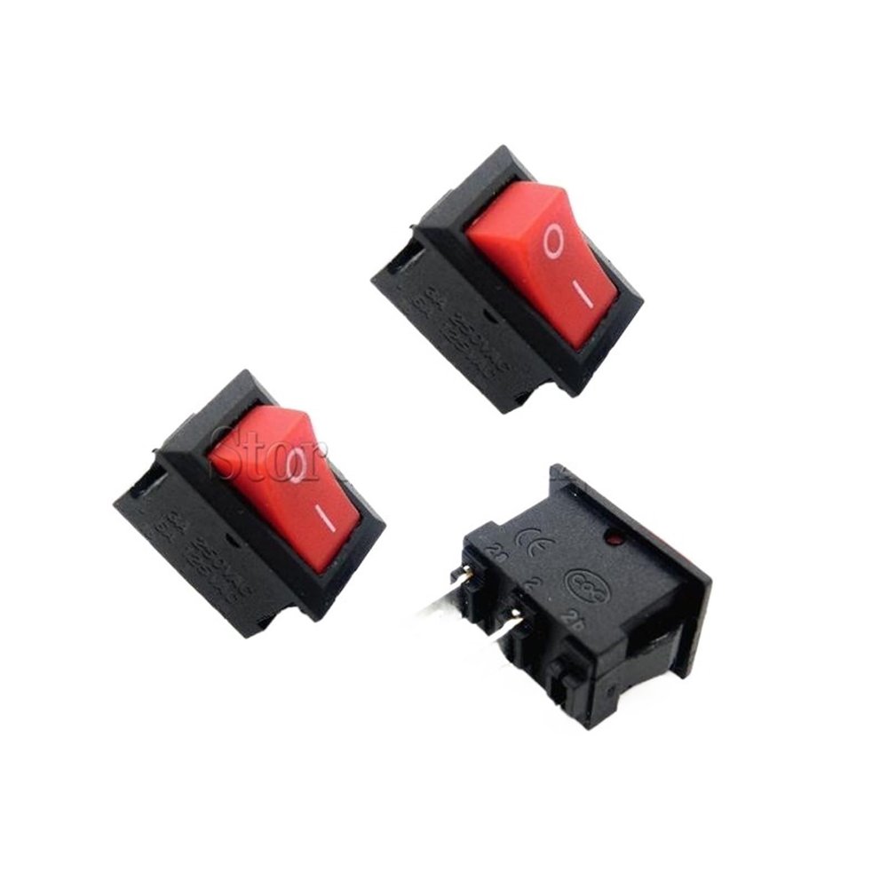 10Pcs Push Button Switch 10x15mm SPST 2Pin 3A 250V KCD11 Snap-in On/Off Rocker Switch 10MM*15MM Black Red and White(10PCS Red)