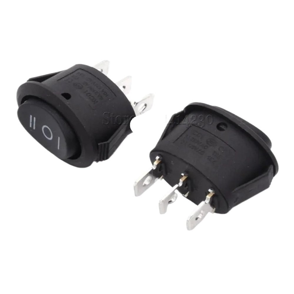100PCS Mini Oval Rocker Switch 3Pins Black ON-Off-ON AC 6A 250V 10A 125V 3 Position for Kettle Button Switch