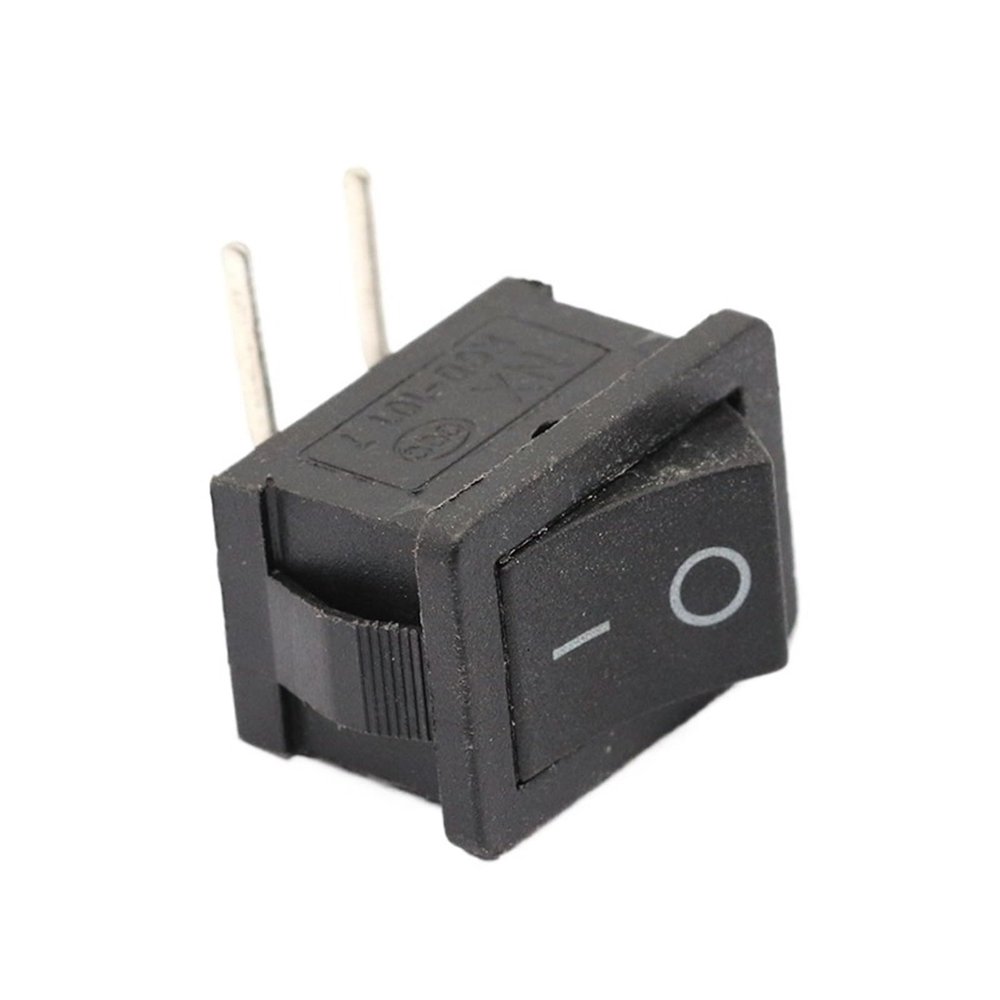 100Pcs Black Push Button Switch 6A/250V 10A/125V KCD1 2Pin Left Curved Needle Snap-in On/Off Rocker Switch 21MM*15MM Black