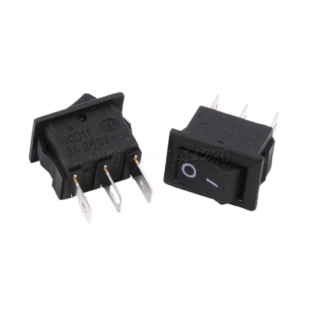 10PCS Power Switch 3 Pin AC 3A 250V 10 * 15mm Black Button Switch ON Off 10X15MM Mini Rocker Switch