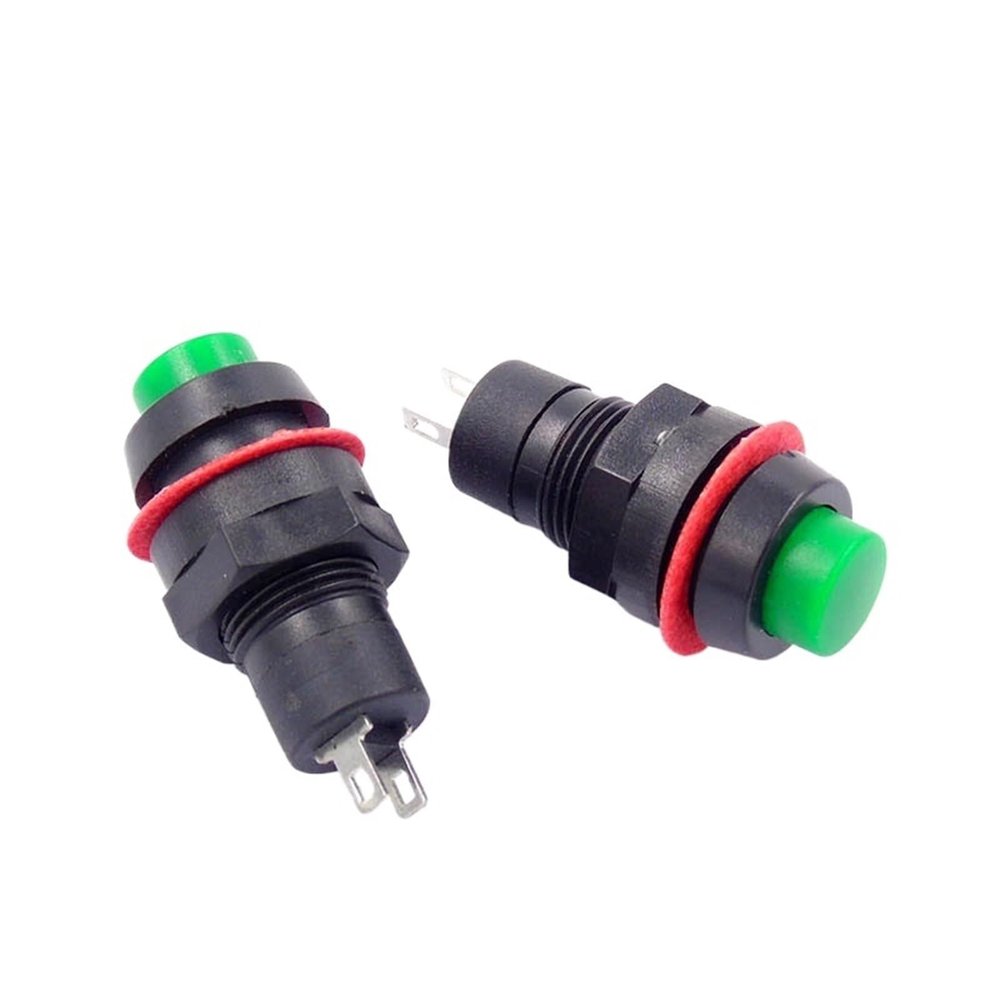 10PCS 10mm Round Miniature Button DS-211 Momentary/Self-Locking Push Button Switch 1A 250V AC Red Green(Green,Self-Locking)