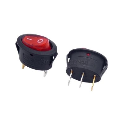 10PCS 2 Position 3 Pins Mini Oval Rocker Switch ON-Off AC 6A 250V 10A 125V with Red Light for Kettle Button Switch