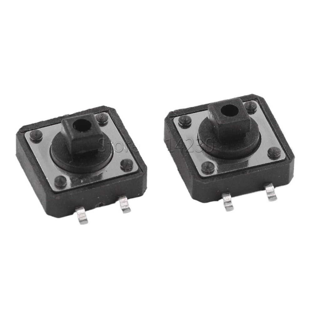 100PCS 12x12x7.3mm Tactile Push Button Switch Momentary 12 * 12 * 7.3MM Micro Switch Button SMT Black Square Head