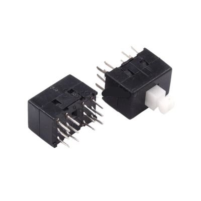 10Pcs DC30V/0.1A Multifunctional Mini Switch Double Row 12 pins self-Locking 8.5x8.5x13mm Square Head Black Dual Control Button