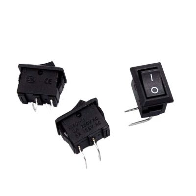 100Pcs 10 * 15mm Right Bent 2Pin Curved Needle Black Rocker Switch 3A 250V 6A 125VAC KCD11 2Pin Snap-in On Off Push Button Switch