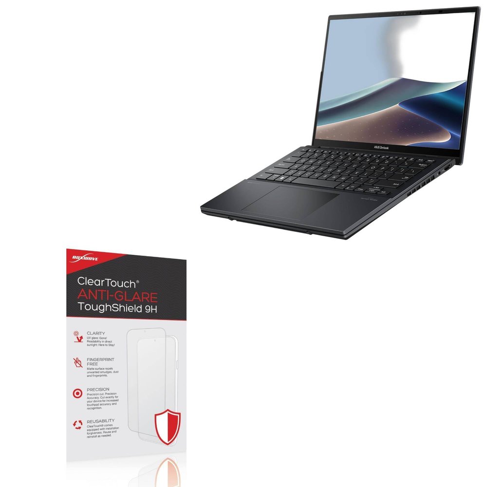 BoxWave Screen Protector Compatible with ASUS Zenbook Duo Laptop (14 in) - ClearTouch Anti-Glare ToughShield 9H (2-Pack), Anti-Glare 9H Tough Flexible Film Screen Protector