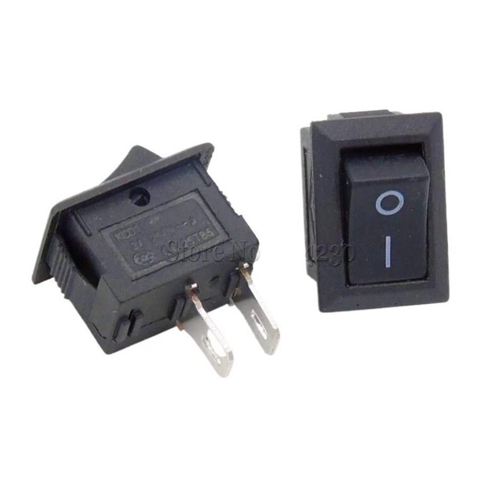 50Pcs Black Push Button Switch 3A 250V KCD11 2Pin Snap-in On/Off Rocker Switch 10MM*15MM Black