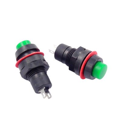 100PCS 10mm Round Miniature Button DS-211 Momentary/Self-Locking Push Button Switch 1A 250V AC Red Green(Green,Momentary)