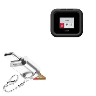 BoxWave Adapter Compatible with Sonim H500 - Micro SD Card miniReader, USB Type-C OTG Reader USB3.0 Adapter Keychain - Metallic Silver