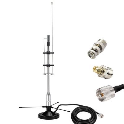 2m 70cm GMRS Antenna, Outdoor Indoor Desktop Police Scanner Antenna for House, 25-3000Mhz VHF UHF FM CB GMRS ADSB for SDR/Air FM Receiver/ADSB Flightaware,16.4ft Cable BNC SMA SO239 Magnetic Base