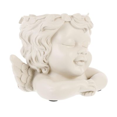 Kisangel 1Pc White Angel Desktop Speaker Stand Resin Practical Audio Holder Multifunctional Flowerpot Compatible with Echo Point for Studio and Home Use
