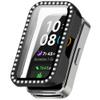 2 Pack Bling Case Compatible with Huawei Band 9 with Tempered Glass Screen Protector, Hard Bumper Shockproof Anti-Scratch Full Protective Shiny Cover for Huawei Band 9 (Black/Silver) view 4