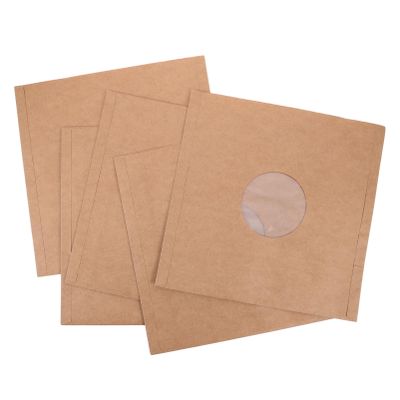 Abaodam 12-Inch Vinyl Record Storage Sleeves 5pcs Kraft Paper Protective Jackets with Center Film for Record Collectors and Vinyl Enthusiasts