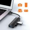 USB Adapter Multiports USB3.0 2.0 Docking Station for Laptops Phones Fast Charging and Data Transfer Aluminum Body view 3