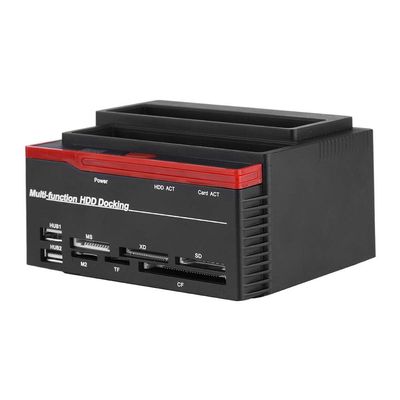 Mtlavishness Dual Bay 2.5 and 3.5 Inch SATA and IDE HDD Enclosure Docking Dock Station USB2.0 Hub Card Reader for Multiple Hard Drive Usage Support Simultaneous Reading of Two 3TB