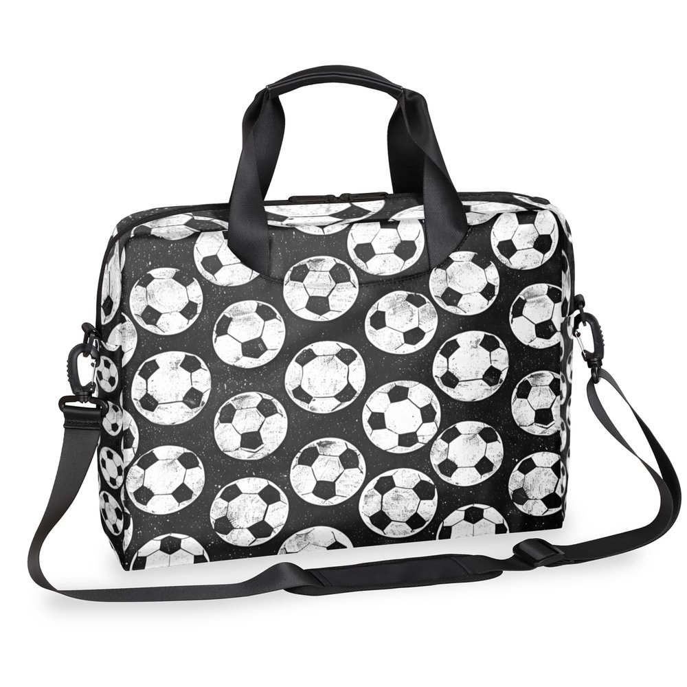 Adornori Soccer Laptop Sleeve Case 14 15 15.6 inch, Soccer Laptop Briefcase Shoulder Bag Waterproof Travel Computer Cover Carrying Bags
