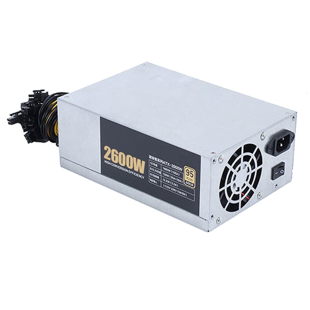 AHGDDA 3200/2600/2400/2000W ETH Bitcoin Mining Power Supply 180-240V 10x6Pin 95% Efficiency Power Supply for Ethereum BTC Bitcoin Miner(2U 2600W)