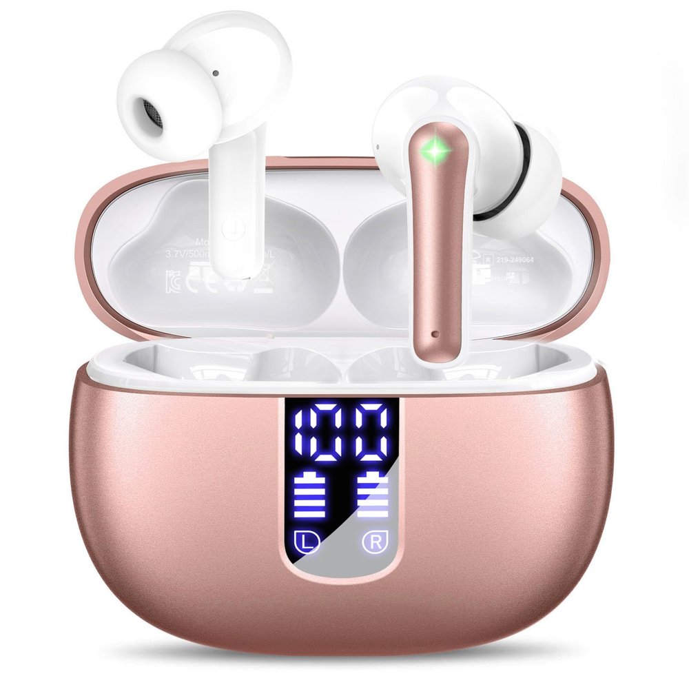 Ear Buds Wireless Earbuds - Bluetooth 5.3 Headphones (48H Playback) Built in Mic with LED Display Charging Case, IP7 Waterproof Earphone for iPhone Andriod Phones Laptop Sports Workout