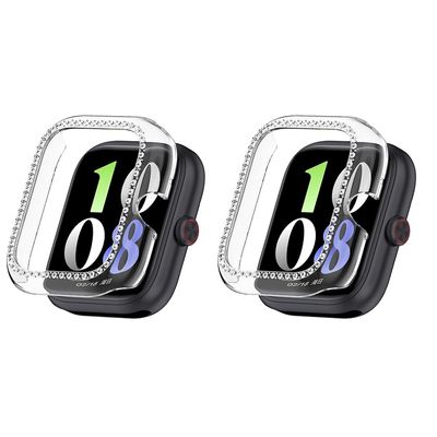 2 Pack Bling Case for Vivo Watch GT Cover Hard PC Crystal Diamonds Rhinestone Protective Bumper Shell Smartwatch, without Screen Protector (Clear/Clear)
