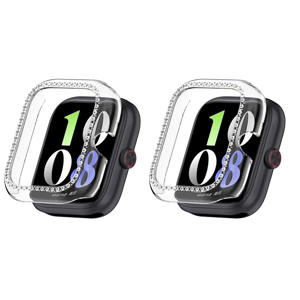 2 Pack Bling Case for Vivo Watch GT Cover Hard PC Crystal Diamonds Rhinestone Protective Bumper Shell Smartwatch, without Screen Protector (Clear/Clear)