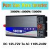 Pure Sine Wave Inverter DC 12V 24V 48V 60V to AC 110V 220V 3000W 4000W 5000W Power Solar Car Inverters Doule Digital Display(Peak Power 3000W,48V_220V(60HZ)) view 2